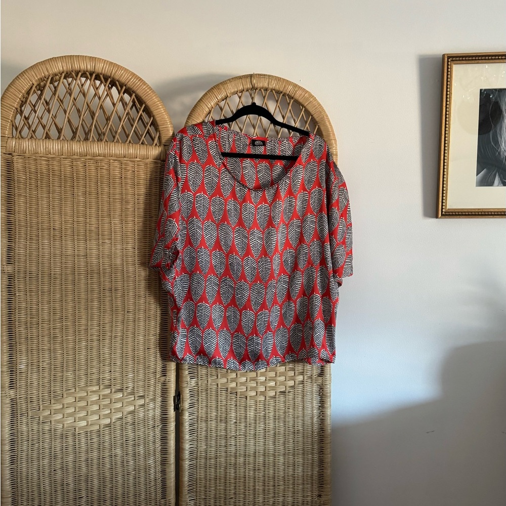 Bobeau Vibrant Red and Black Blouse